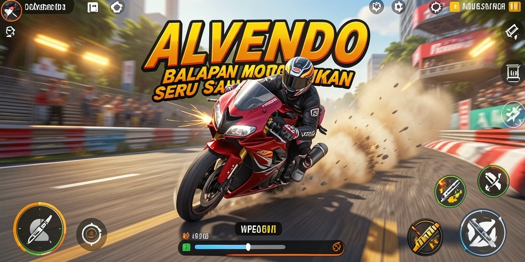 Screenshot gameplay menarik dari balapan motor di ALVENDO.