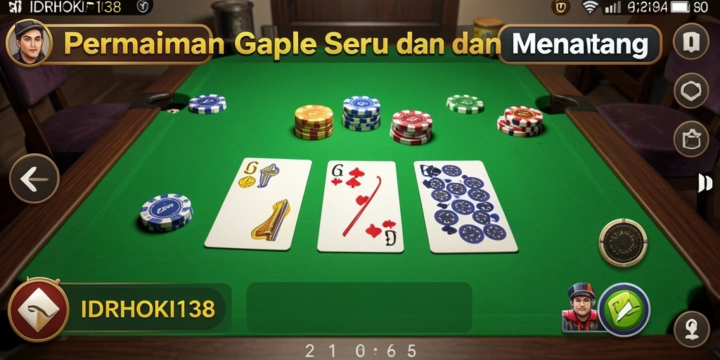 Tampilan gameplay seru dari IDRHOKI138 yang menggambarkan keseruan bermain gaple.