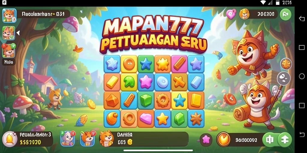 Screenshot gameplay MAPAN777 dengan tampilan mencocokkan item Match-3.