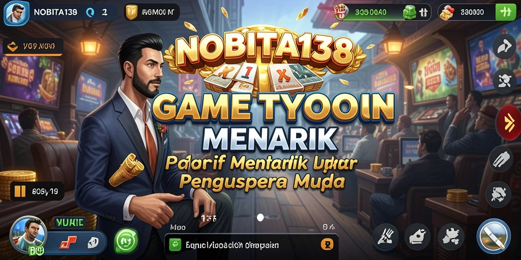 Tangkapan layar gameplay NOBITA138 menampilkan suasana bisnis yang dinamis.