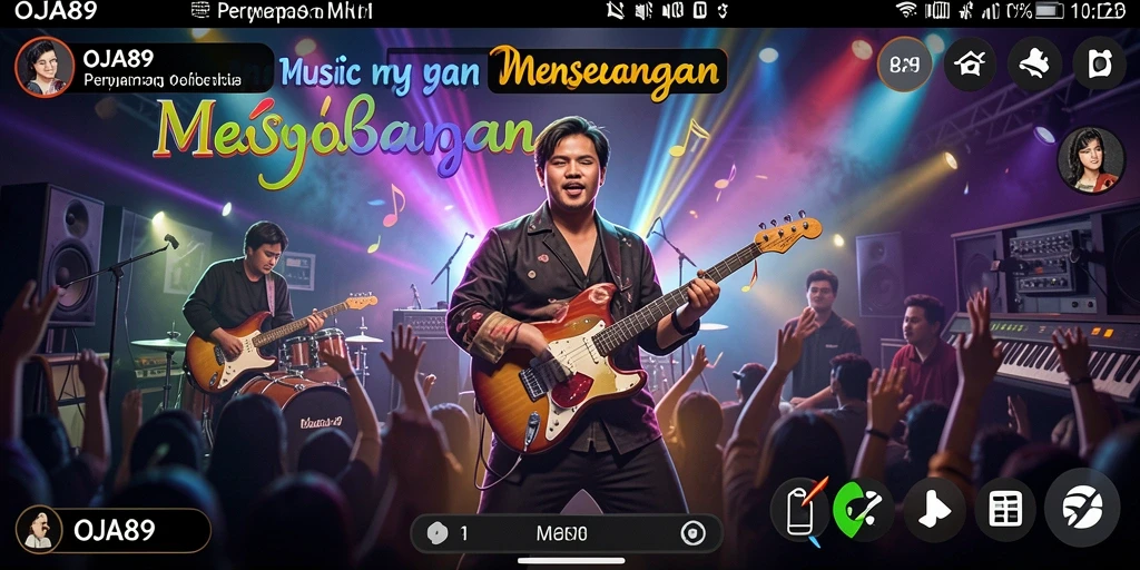 Screenshot utama OJA89 menampilkan gameplay musik yang seru.
